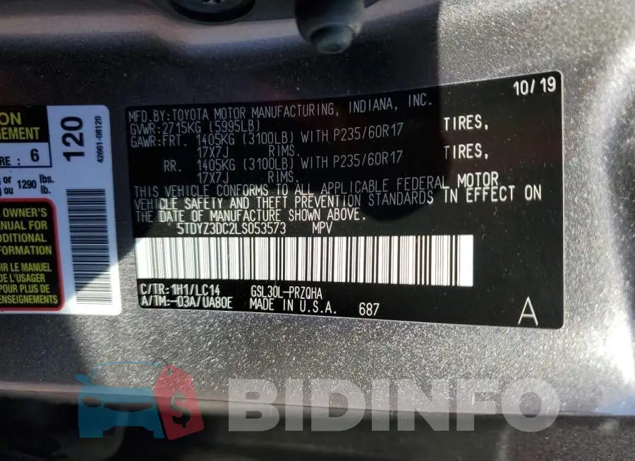 5TDYZ3DC2LS053573 Photo# 13