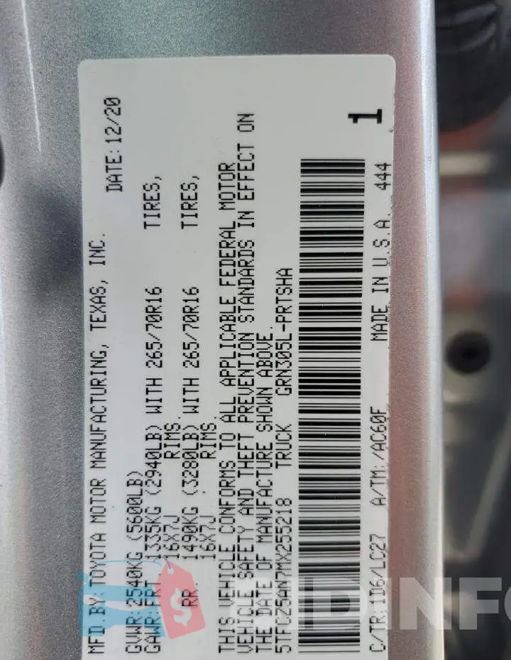 5TFCZ5AN7MX255218 Photo# 12
