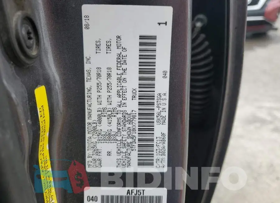 5TFDW5F18KX779817 Photo# 12
