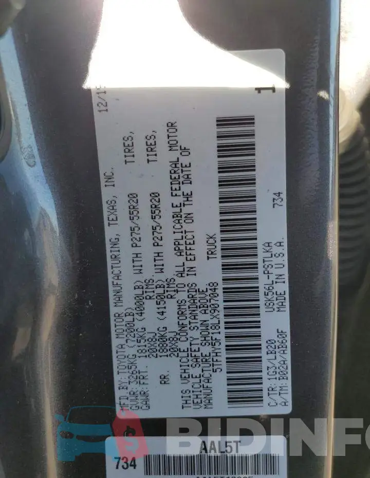 5TFHY5F18LX907048 Photo# 12