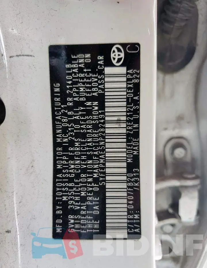 5YFEPMAE5NP282491 Photo# 13