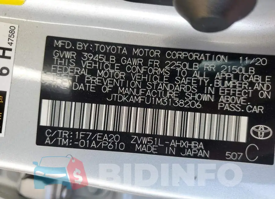JTDKAMFU1M3138206 Photo# 12