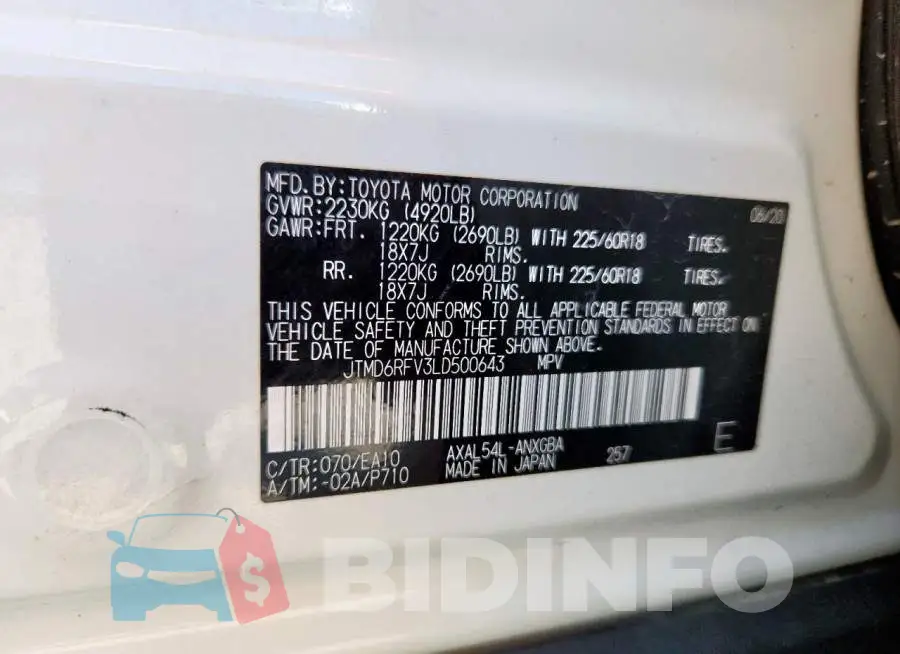 JTMD6RFV3LD500643 Photo# 14
