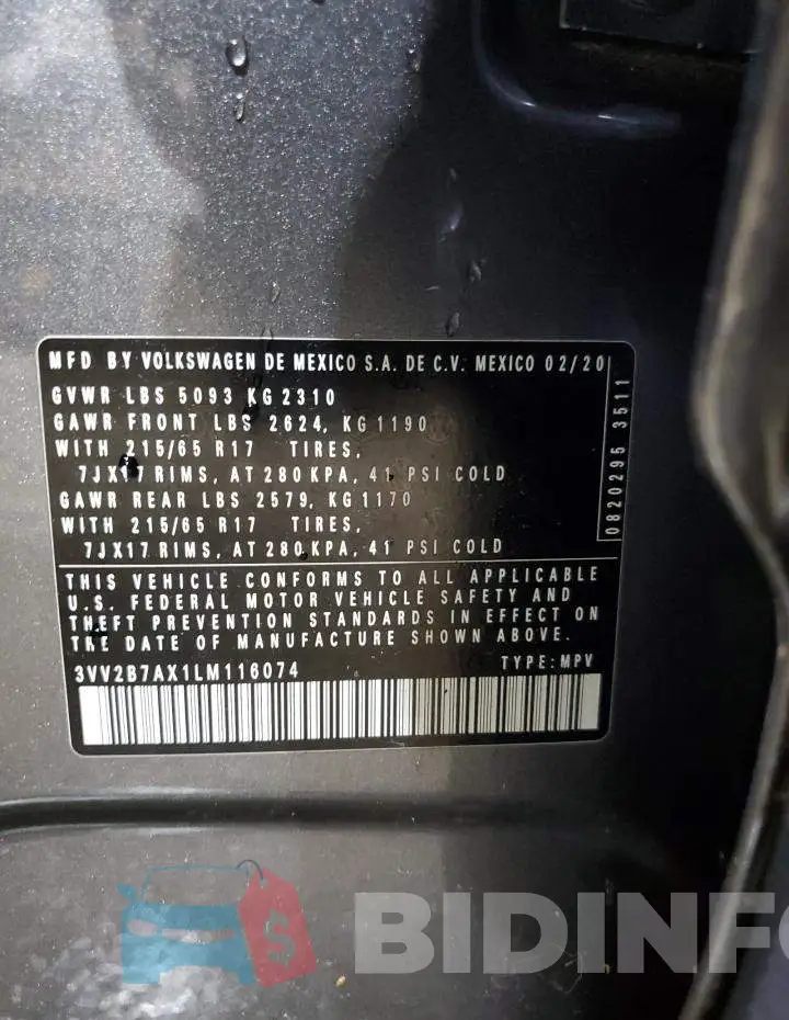 3VV2B7AX1LM116074 Photo# 14