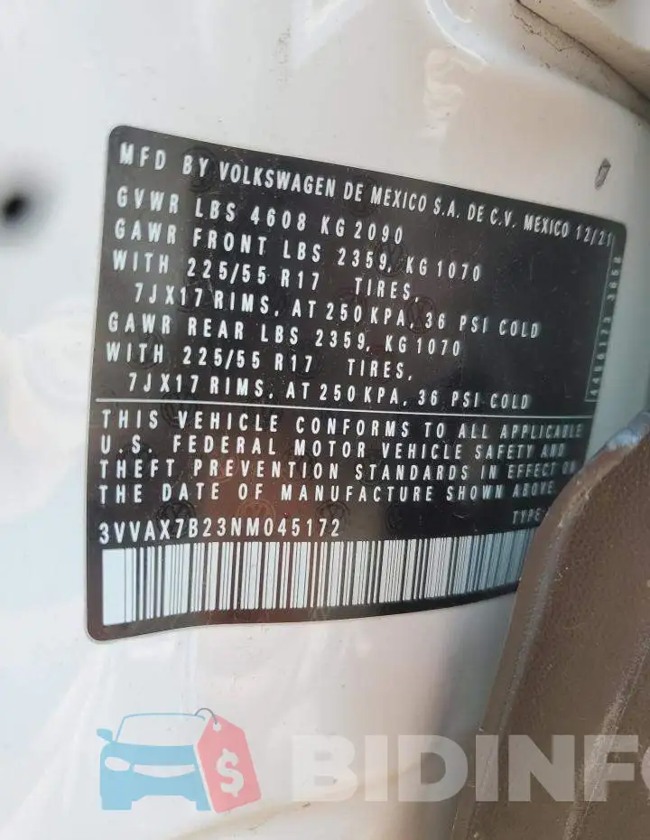 3VVAX7B23NM045172 Photo# 12