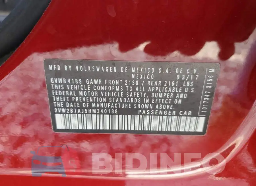 3VW2B7AJ5HM340138 Photo# 12