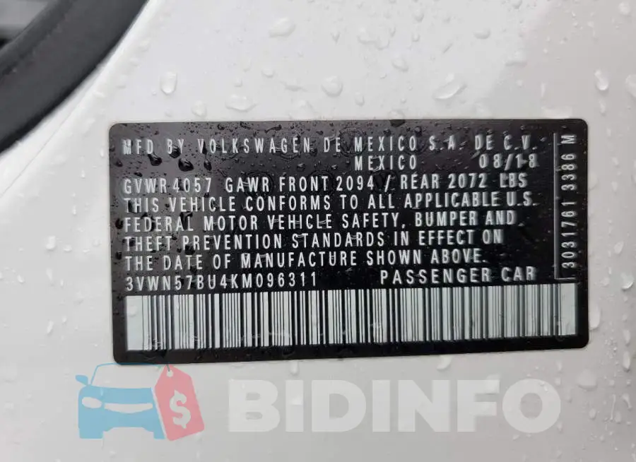 3VWN57BU4KM096311 Photo# 13