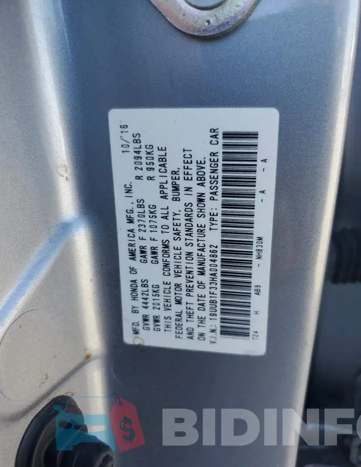 19UUB1F33HA004862 Photo# 12