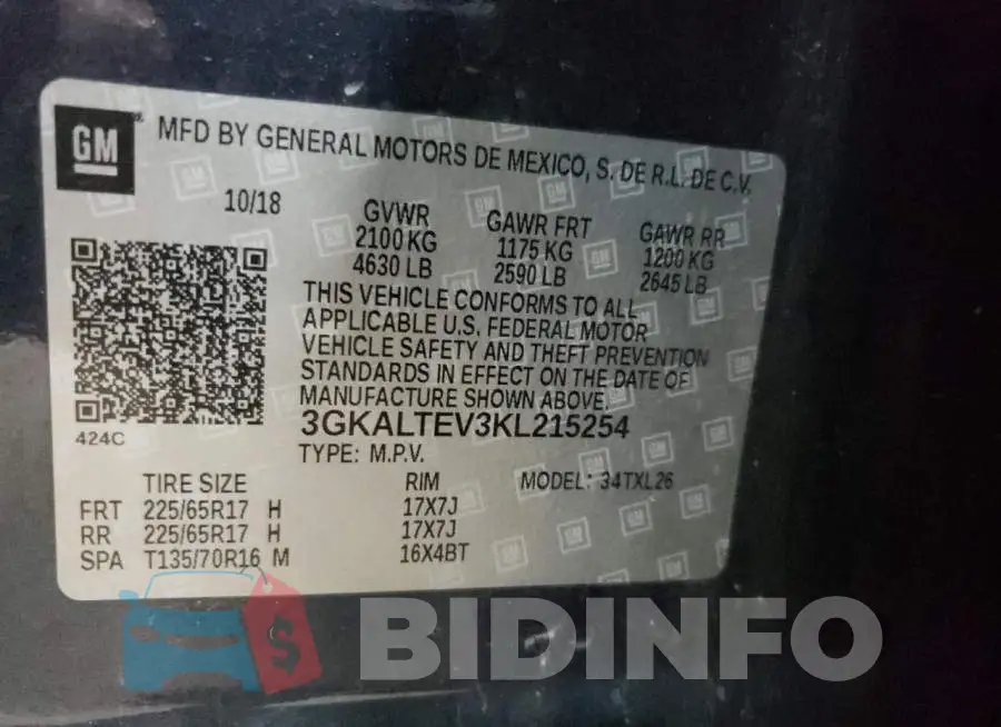 3GKALTEV3KL215254 Photo# 13