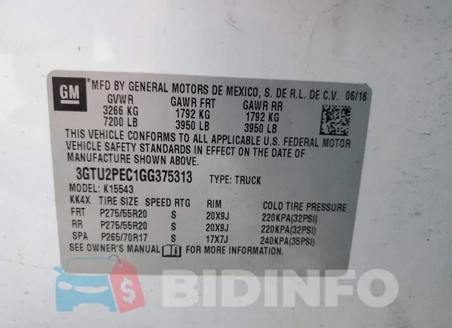 3GTU2PEC1GG375313 Photo# 12