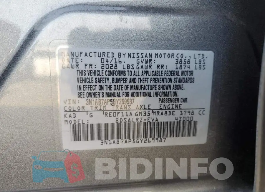 3N1AB7AP5GY269987 Photo# 12