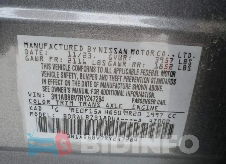 3N1AB8BV7RY247284 Photo# 12