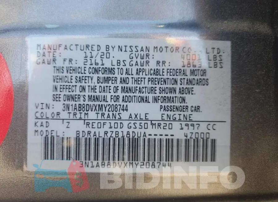 3N1AB8DVXMY208744 Photo# 13