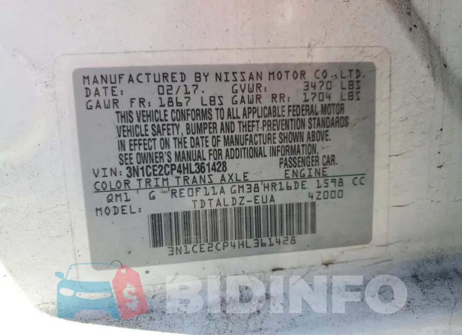 3N1CE2CP4HL361428 Photo# 13