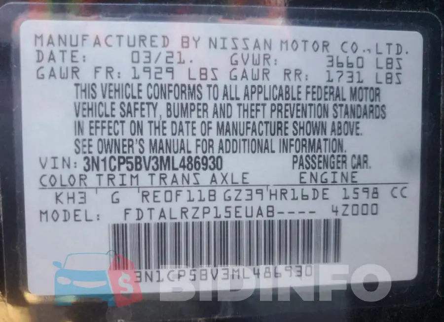 3N1CP5BV3ML486930 Photo# 13