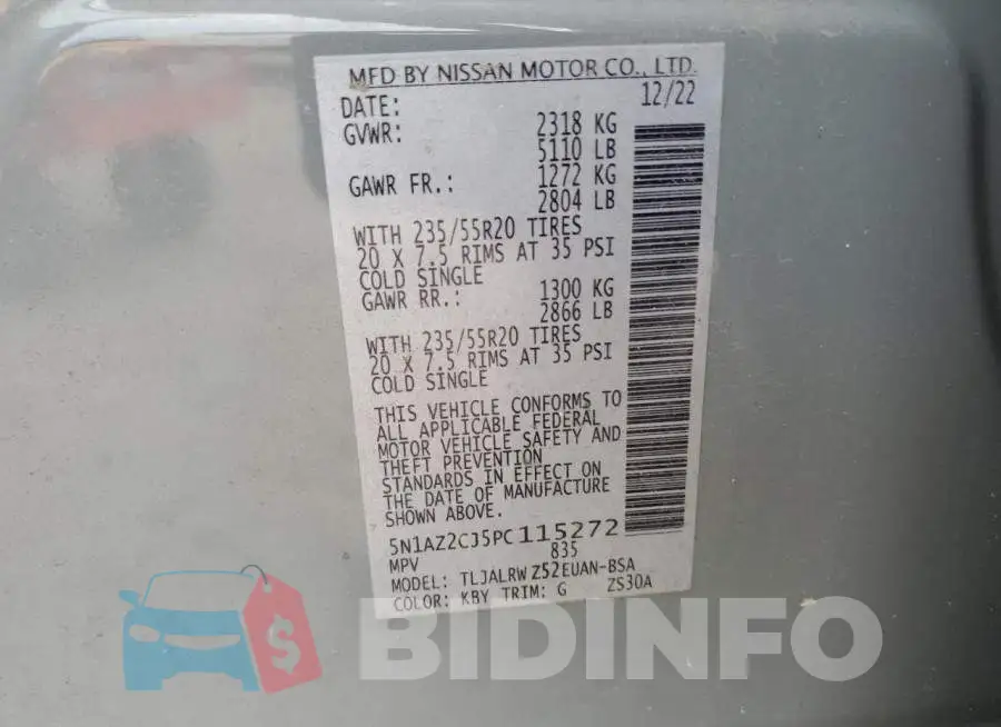 5N1AZ2CJ5PC115272 Photo# 13