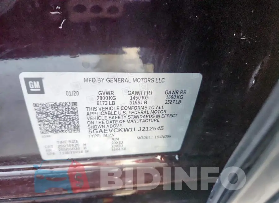 5GAEVCKW1LJ212545 Photo# 14