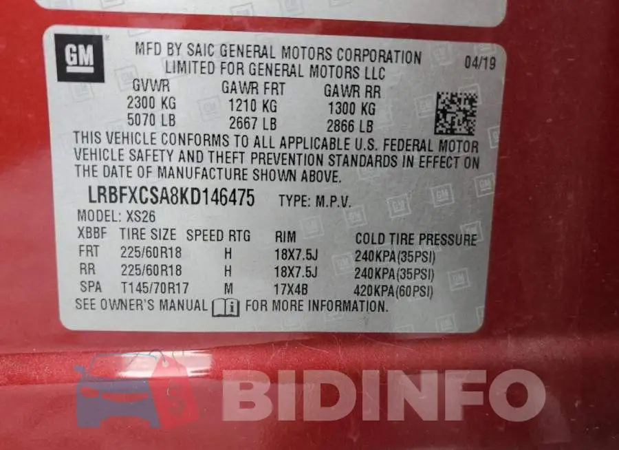 LRBFXCSA8KD146475 Photo# 13