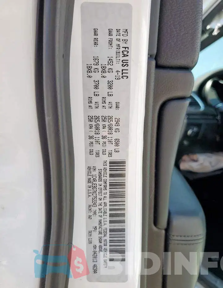 1C4RJEBG7KC752243 Photo# 13