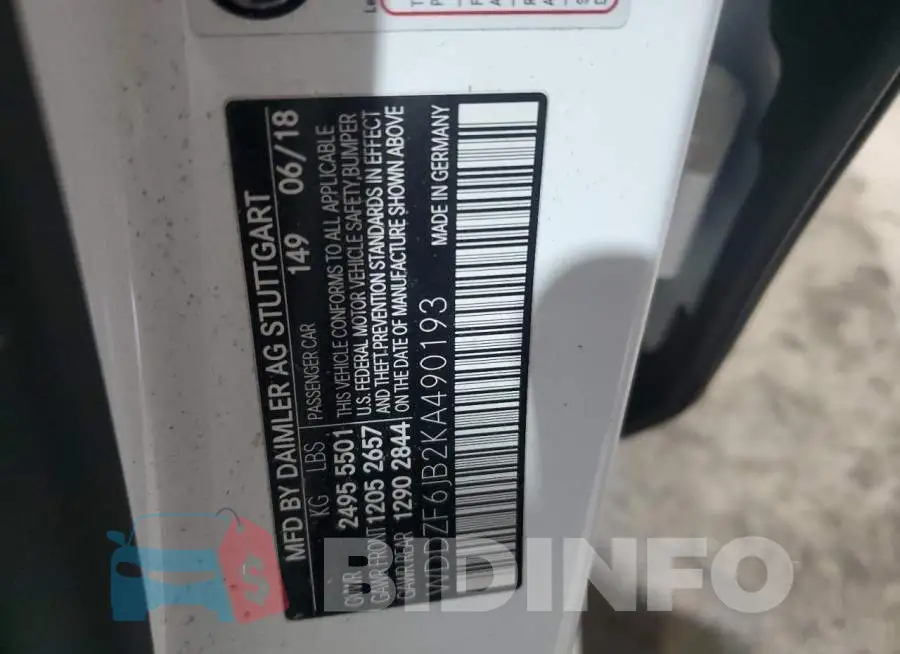WDDZF6JB2KA490193 Photo# 13