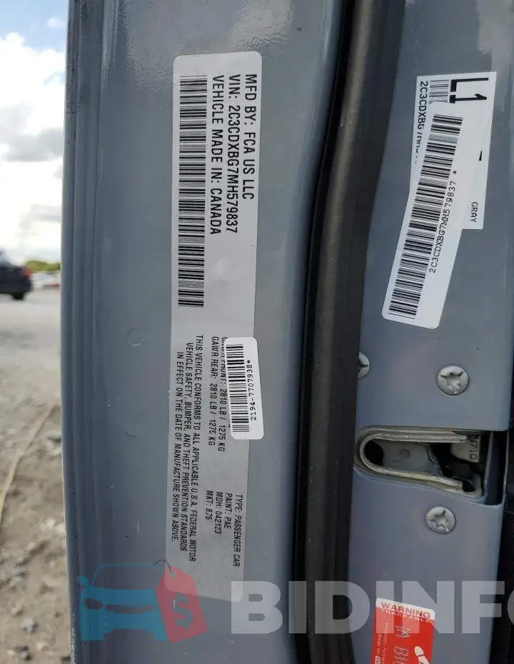 2C3CDXBG7MH579837 Photo# 13