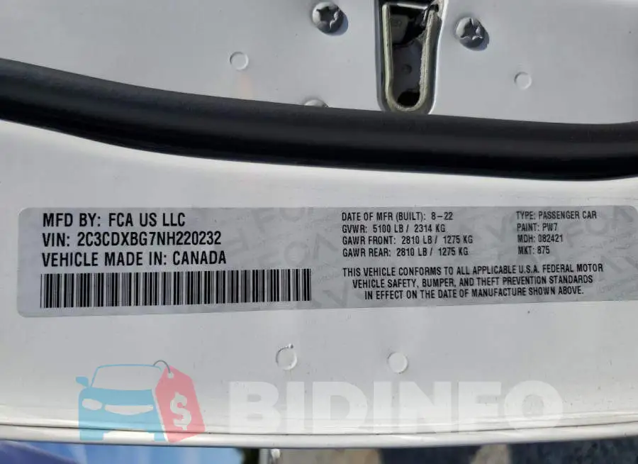 2C3CDXBG7NH220232 Photo# 12