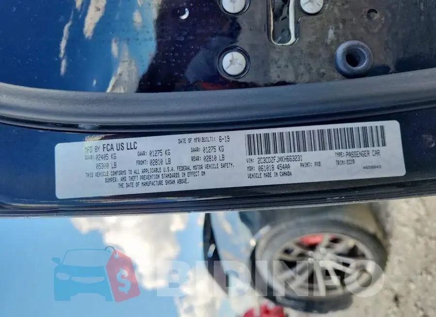 2C3CDZFJXKH663231 Photo# 13