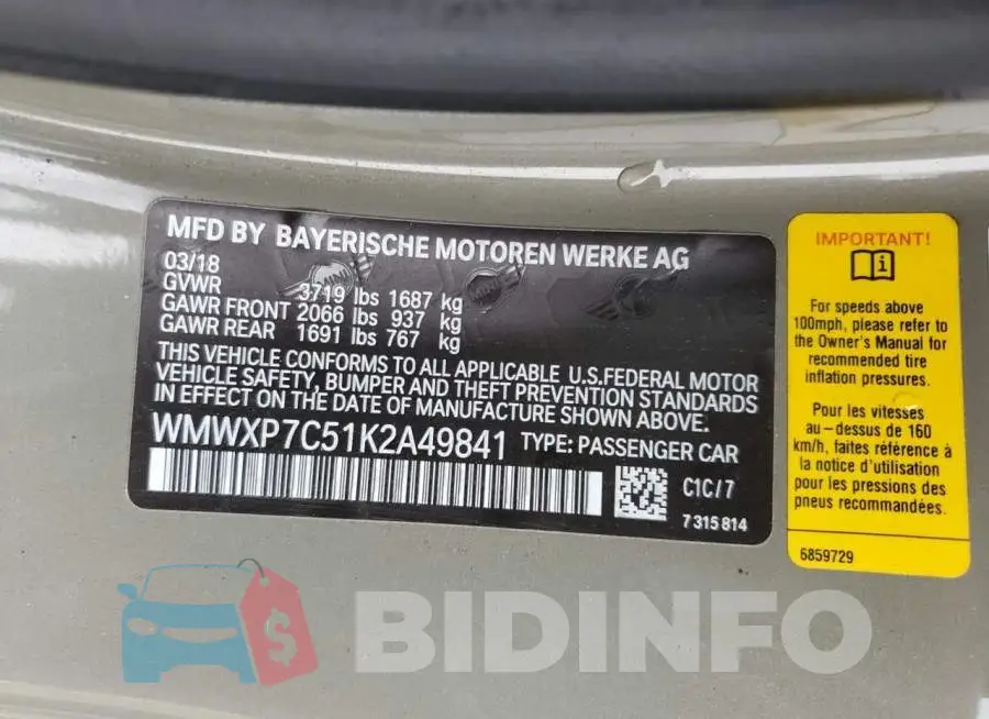 WMWXP7C51K2A49841 Photo# 12