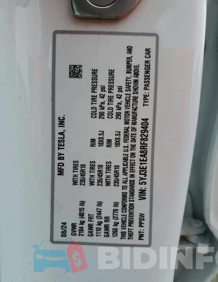 5YJ3E1EA8RF829404 Photo# 13