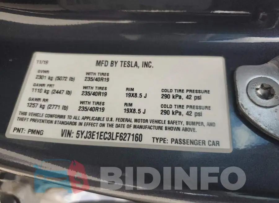 5YJ3E1EC3LF627160 Photo# 13