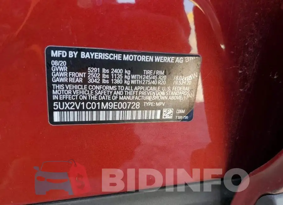 5UX2V1C01M9E00728 Photo# 13
