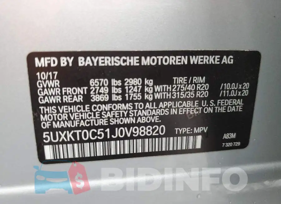 5UXKT0C51J0V98820 Photo# 13