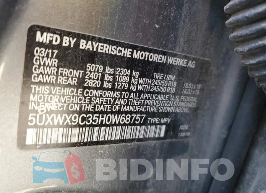 5UXWX9C35H0W68757 Photo# 13
