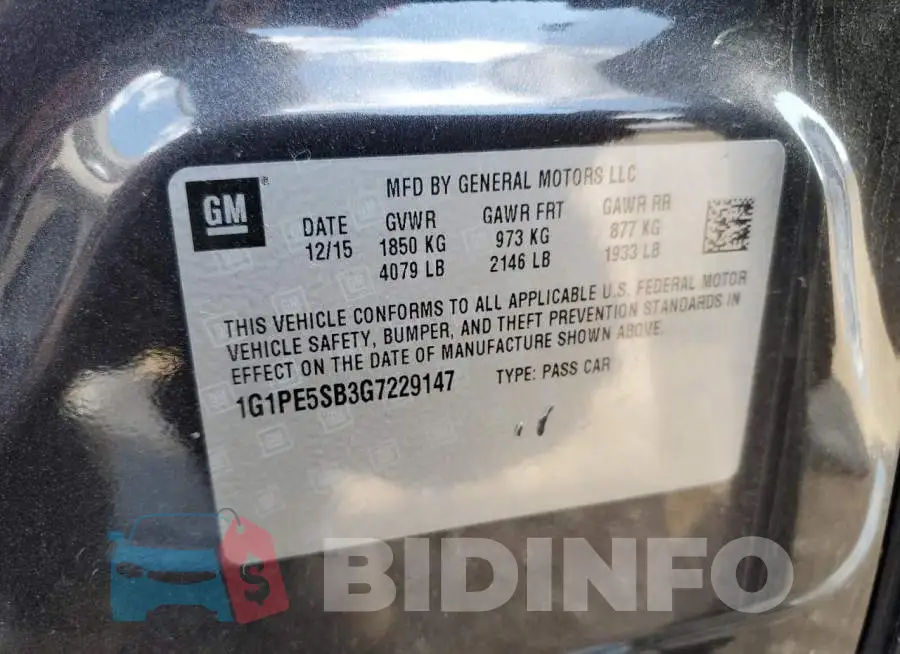 1G1PE5SB3G7229147 Photo# 12