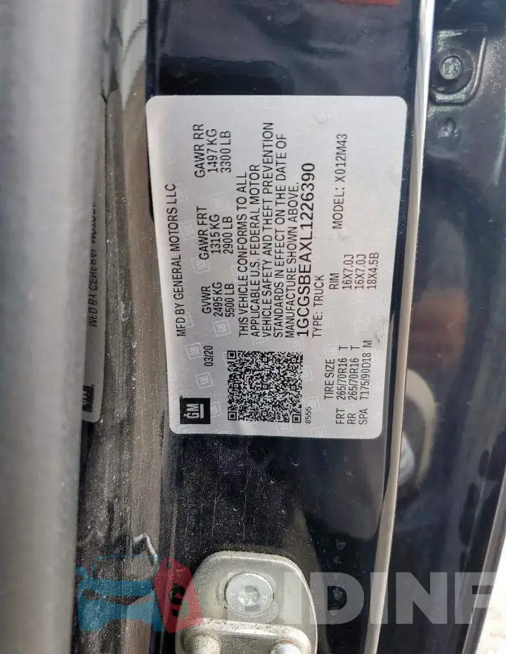 1GCGSBEAXL1226390 Photo# 12