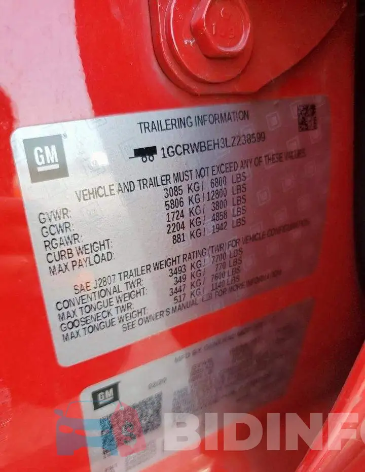 1GCRWBEH3LZ238599 Photo# 12