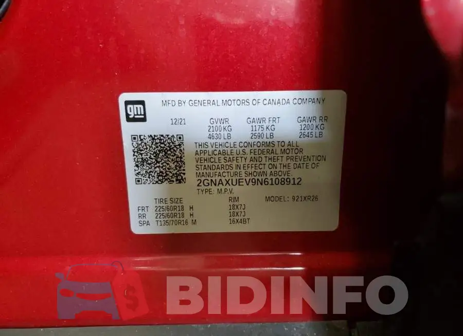 2GNAXUEV9N6108912 Photo# 12