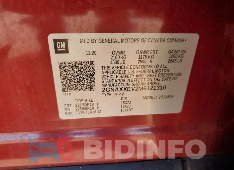 2GNAXXEV2M6121310 Photo# 14
