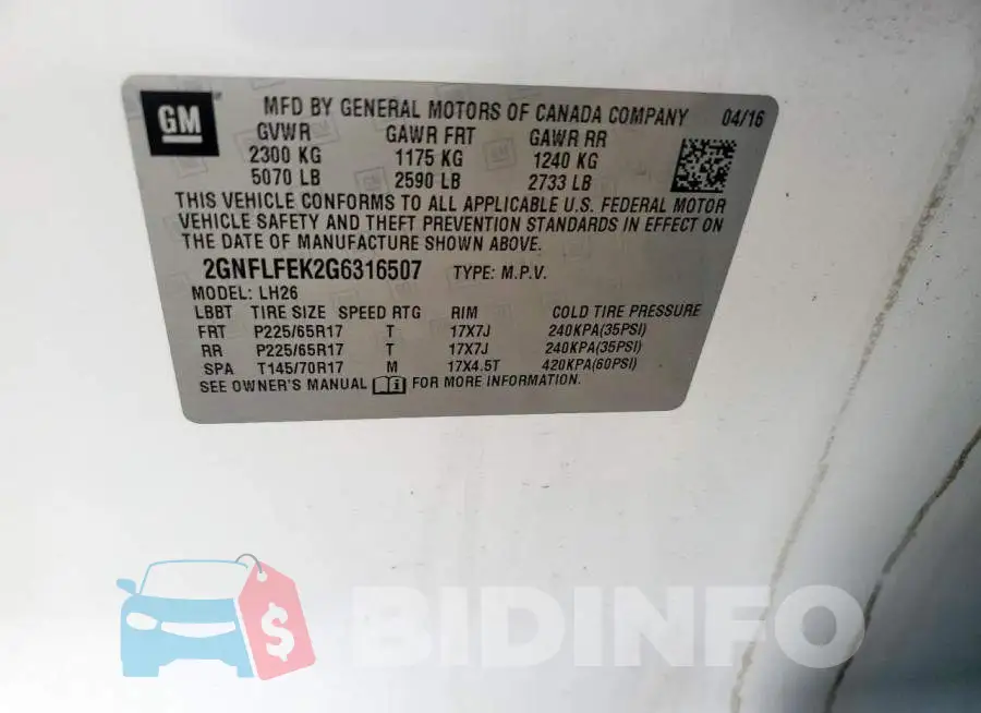 2GNFLFEK2G6316507 Photo# 13