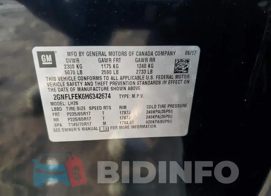 2GNFLFEK6H6342674 Photo# 13