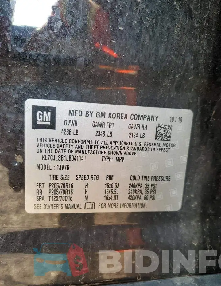 KL7CJLSB1LB041141 Photo# 12