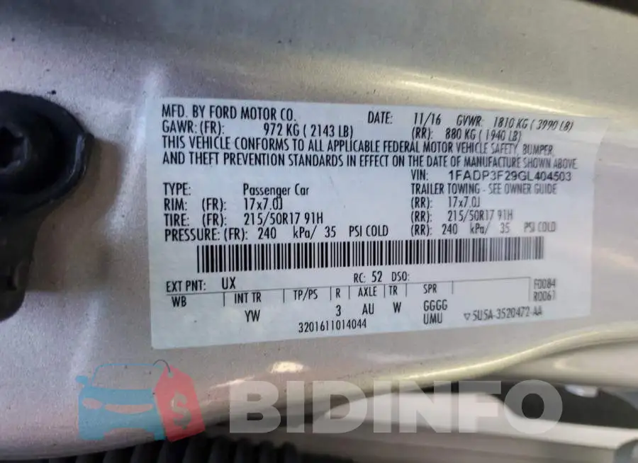 1FADP3F29GL404503 Photo# 13