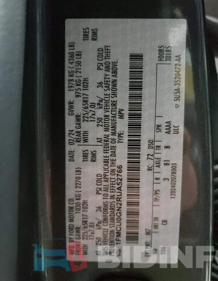 1FMCU0GN2RUA52766 Photo# 13