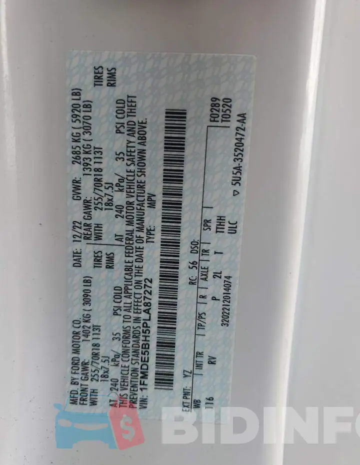 1FMDE5BH5PLA87272 Photo# 12
