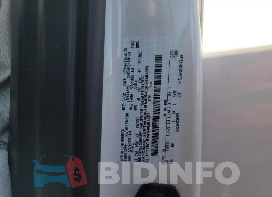 1FT6W1EV4NWG01421 Photo# 13