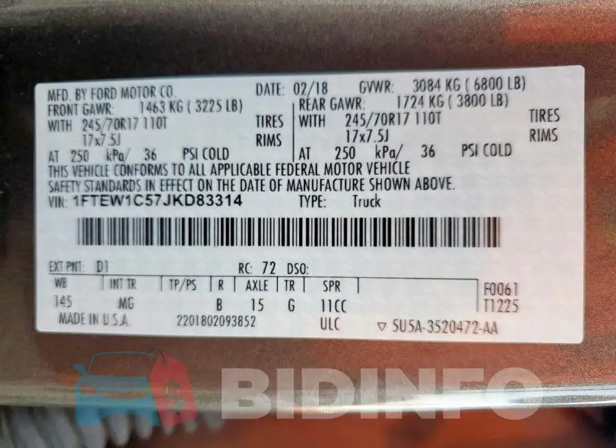 1FTEW1C57JKD83314 Photo# 12