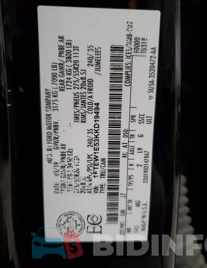 1FTEW1E53KKD19494 Photo# 12