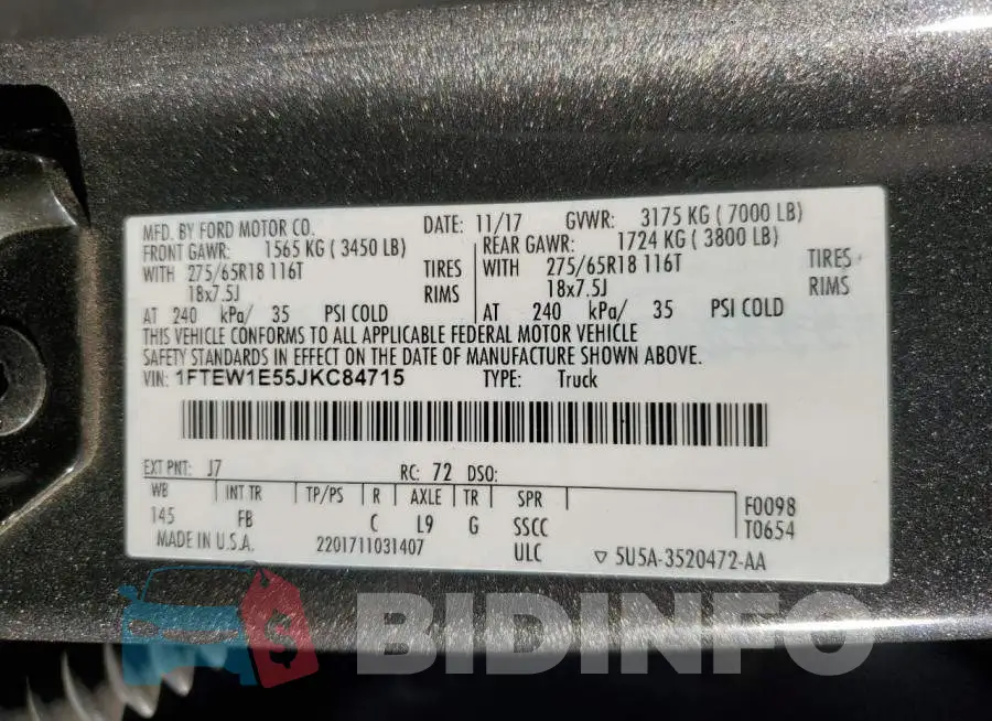 1FTEW1E55JKC84715 Photo# 13