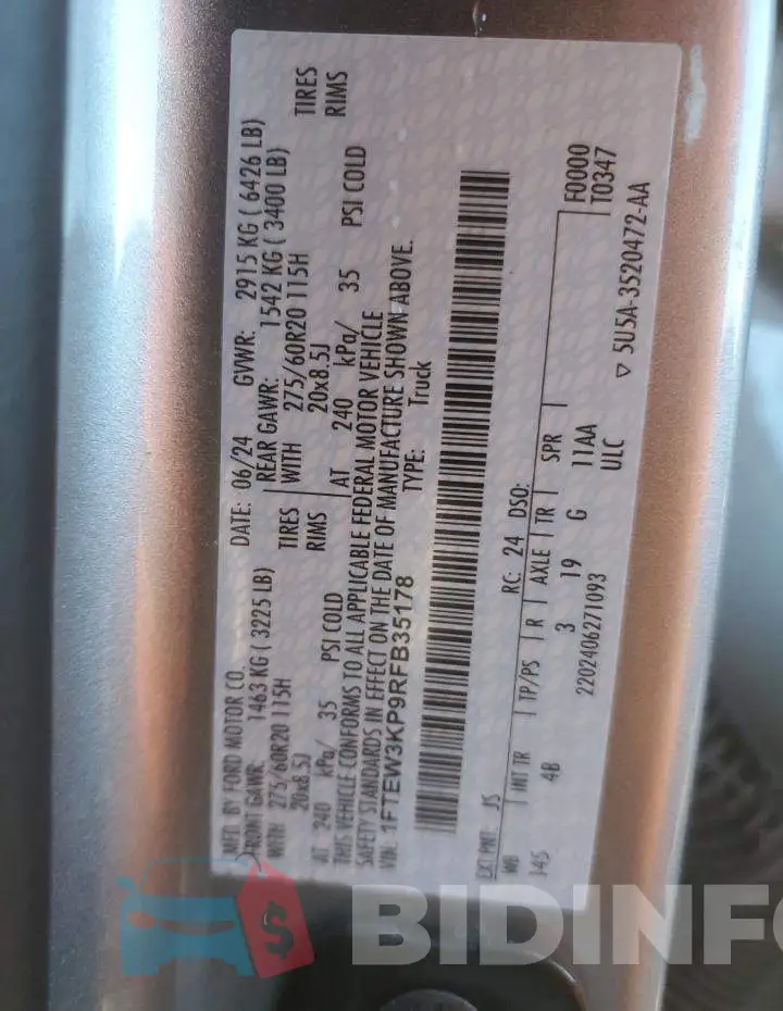 1FTEW3KP9RFB35178 Photo# 12