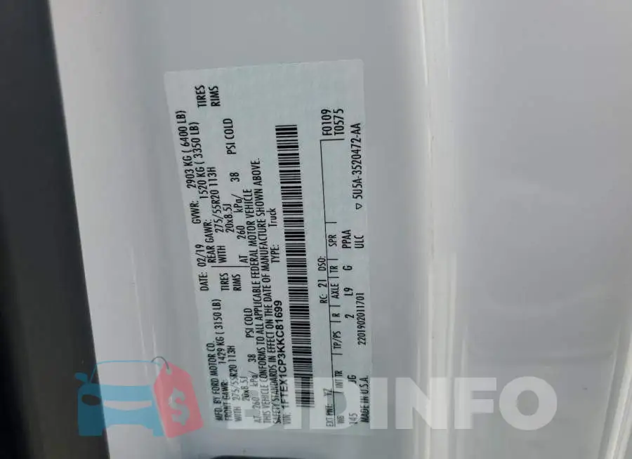 1FTEX1CP3KKC81699 Photo# 12
